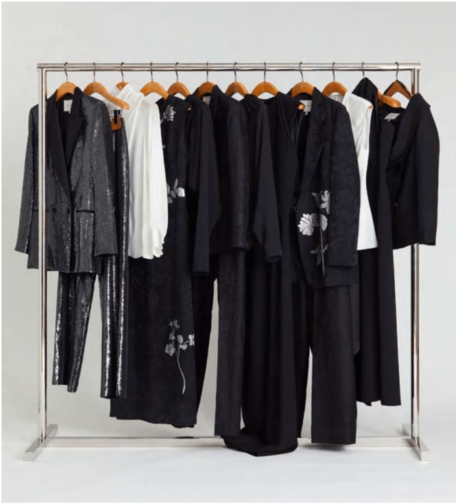 clothing rack with lafayette 148 resort collection on.